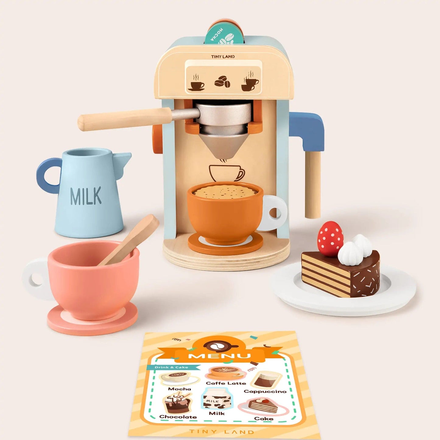 Tiny Land Toy Cookware Tiny Land® Wooden Kids Play Coffee Maker Set