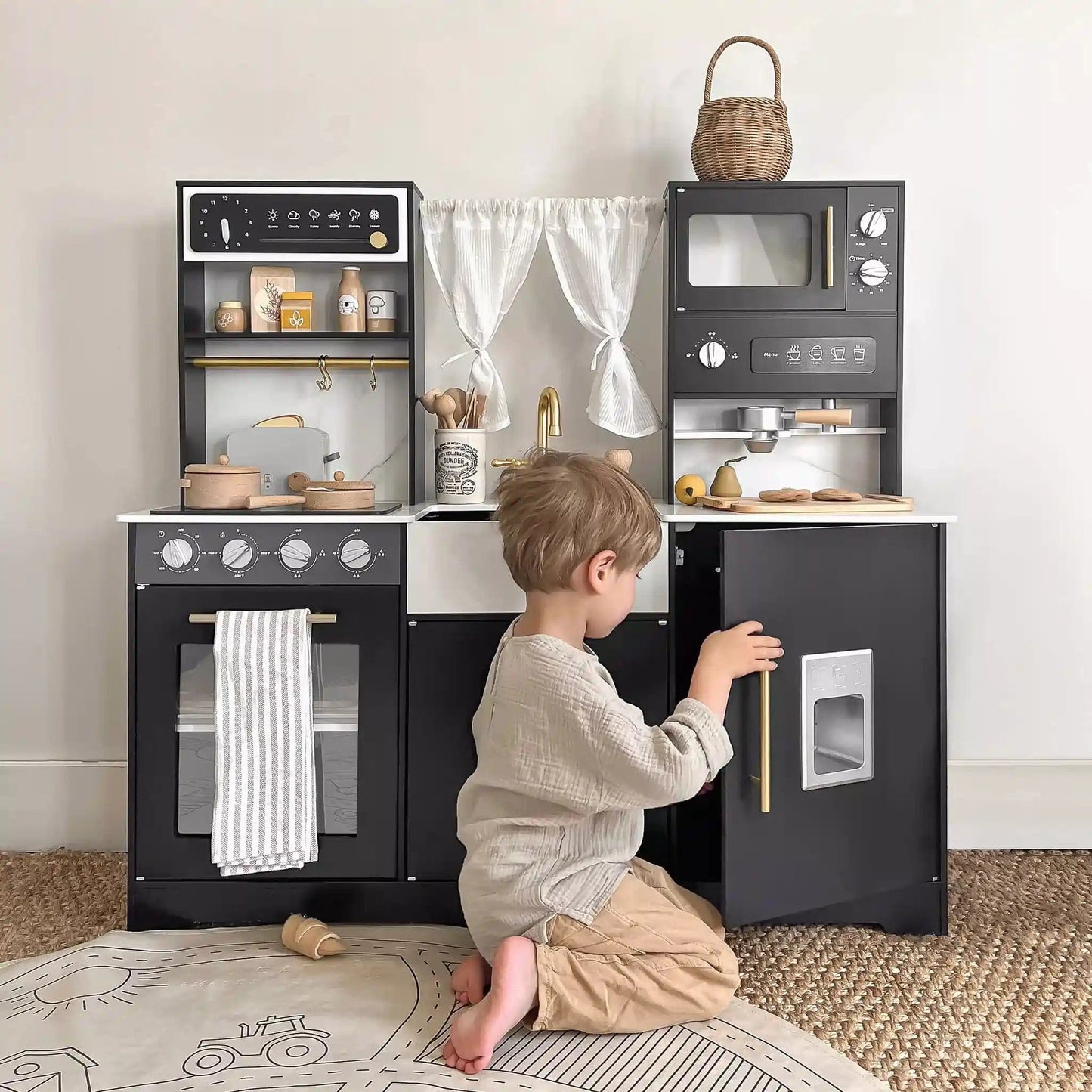 Tiny Land Toy Tiny Land® Trendy Black Style Play Kitchen