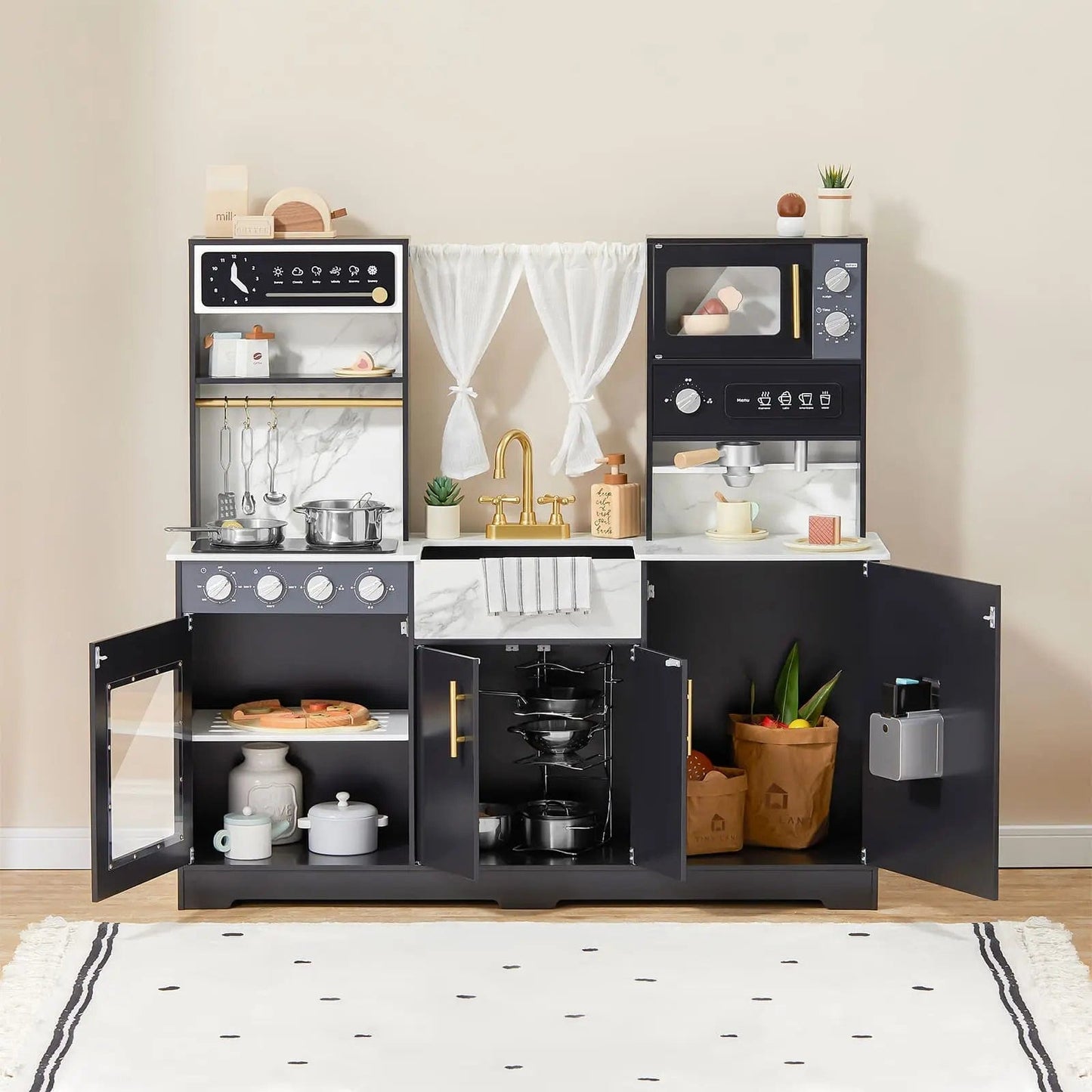 Tiny Land Toy Tiny Land® Trendy Black Style Play Kitchen