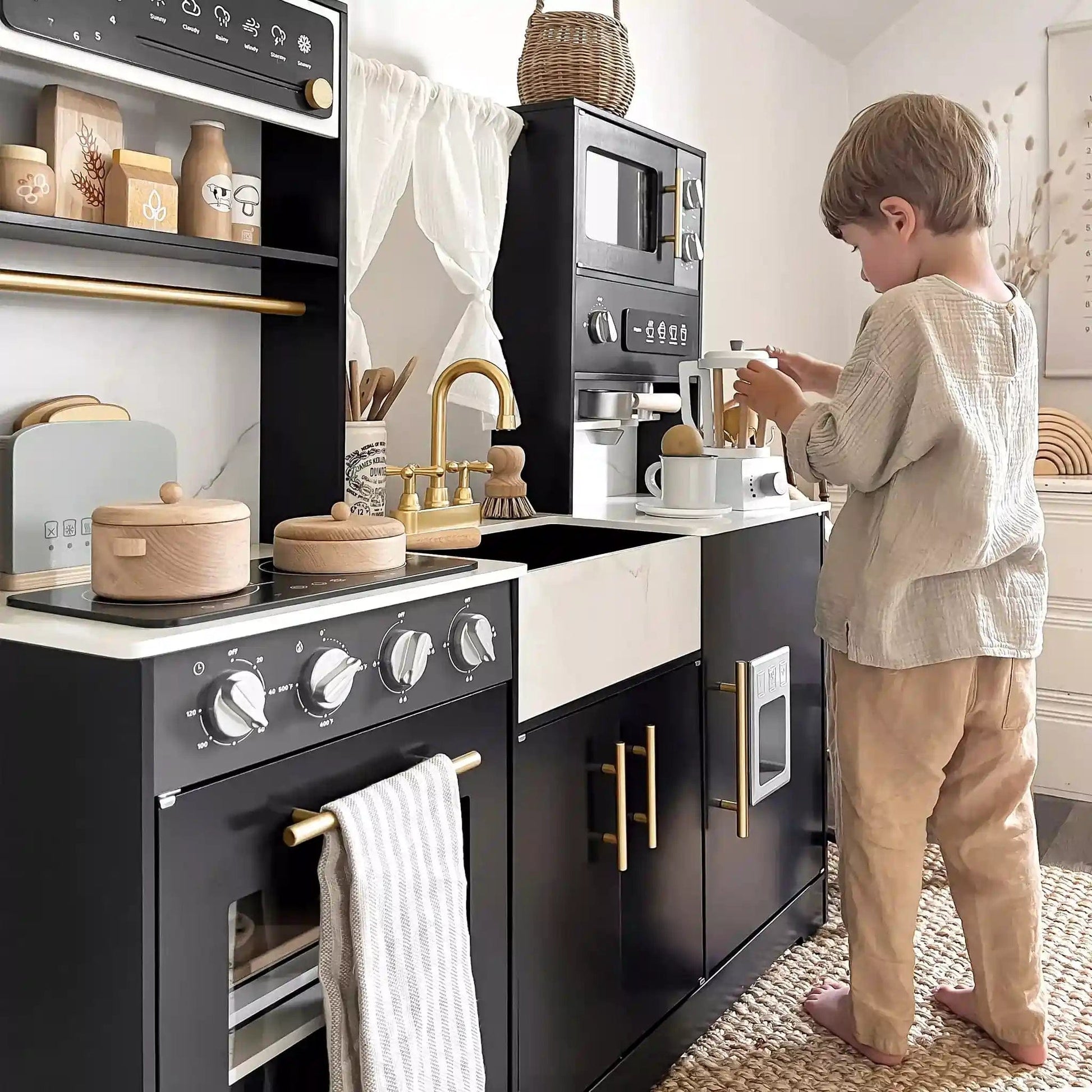 Tiny Land Toy Tiny Land® Trendy Black Style Play Kitchen