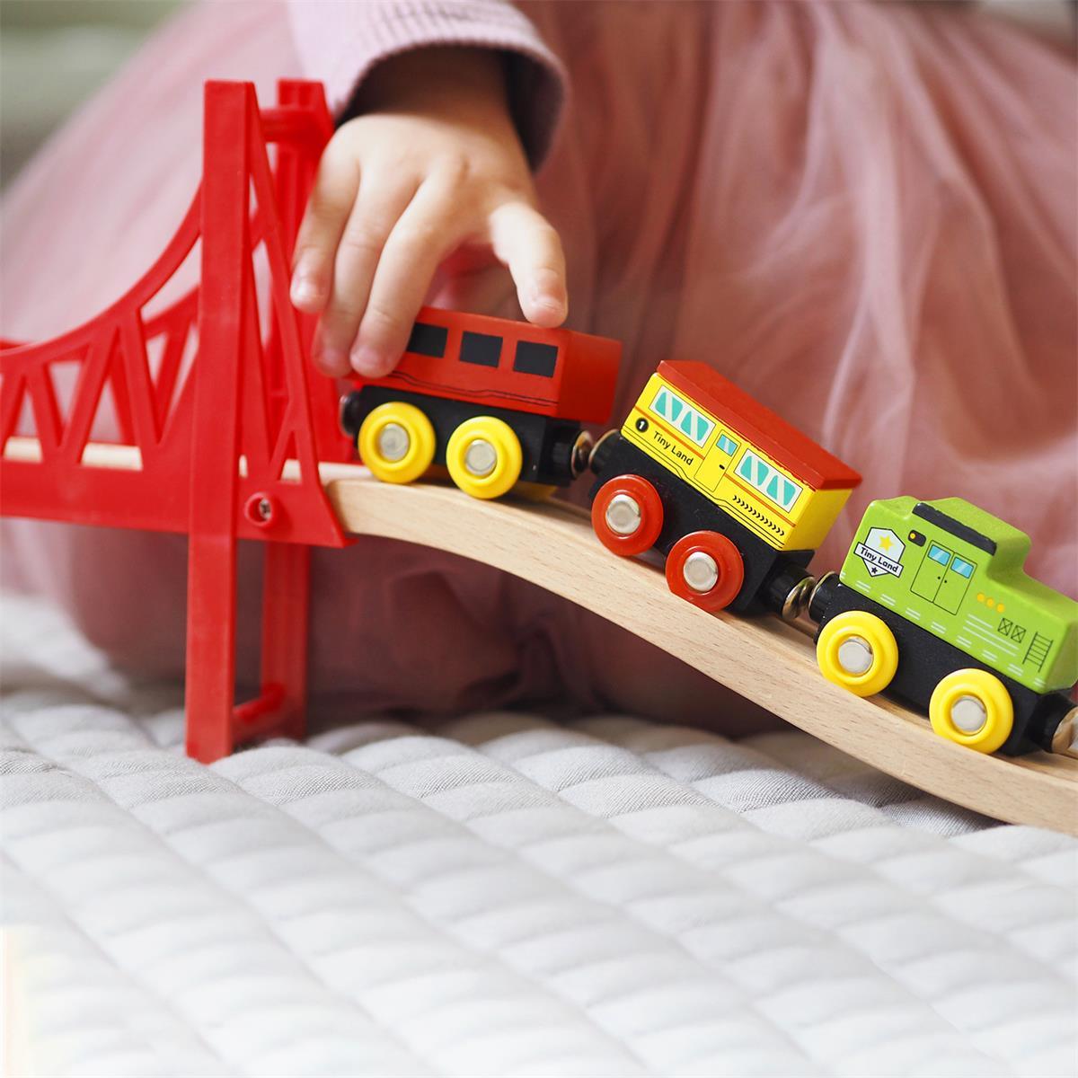 Tiny Land Toy Trains & Train Sets Tiny Land® Wooden Train Set 110 Pcs