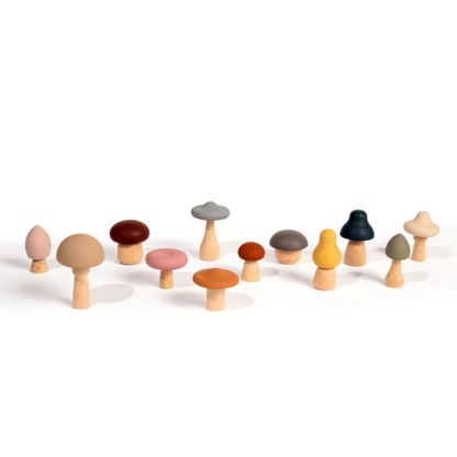 bug + bean kids toys Wood + Silicone Mushroom Sorting Set