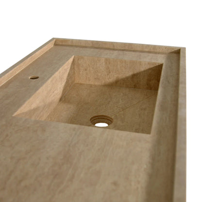 TCSC | Troia Beige Travertine Rectangular Wall-mount Bathroom Sink (W)20" (L)54" (H)6"