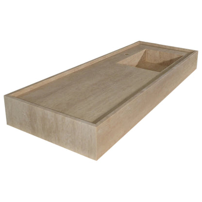 TCSC | Troia Beige Travertine Rectangular Wall-mount Bathroom Sink (W)20" (L)54" (H)6"