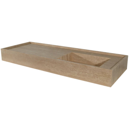 TCSC | Troia Beige Travertine Rectangular Wall-mount Bathroom Sink (W)20" (L)54" (H)6"