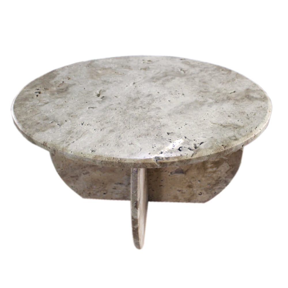 TCSC | Troia Light Travertine Unfilled Round Polished Coffee Table (D)27.5" (H)16"