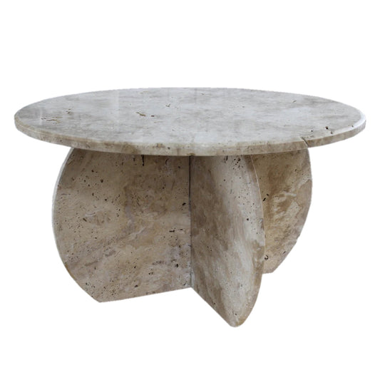 TCSC | Troia Light Travertine Unfilled Round Polished Coffee Table (D)27.5" (H)16"