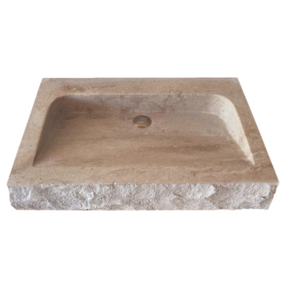 TCSC | Troia Light Travertine Rustic Rectangular Wall-mount Bathroom Sink (W)16" (L)30" (H)5"