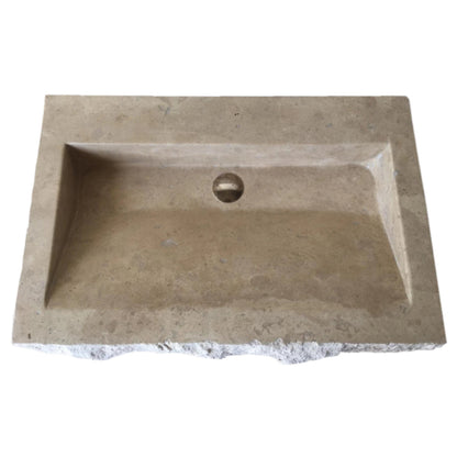 TCSC | Troia Light Travertine Rustic Rectangular Wall-mount Bathroom Sink (W)16" (L)30" (H)5"