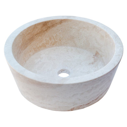 TCSC | Troia Light Travertine Natural Stone Above Vanity Tapered Bathroom Sink (D)16" (H)6"