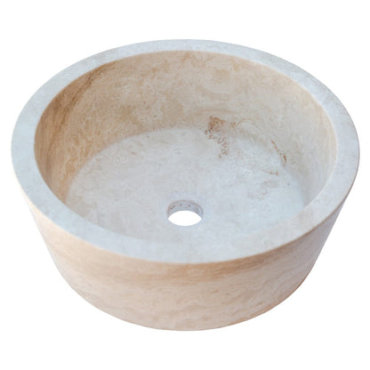 TCSC | Troia Light Travertine Natural Stone Above Vanity Tapered Bathroom Sink (D)16" (H)6"