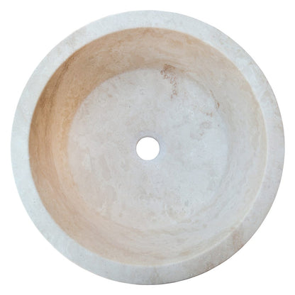 TCSC | Troia Light Travertine Natural Stone Above Vanity Tapered Bathroom Sink (D)16" (H)6"