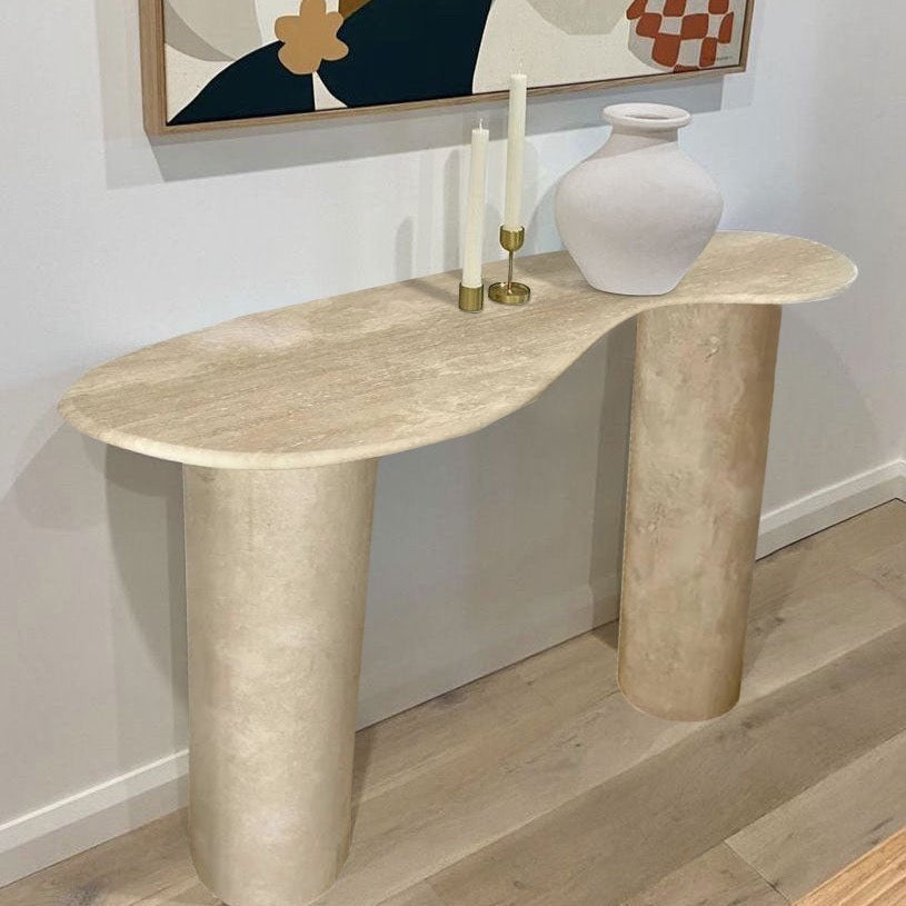 TCSC | Troia Light Travertine Designer Console Filled and Honed (W)15" (L)48" (H)36"