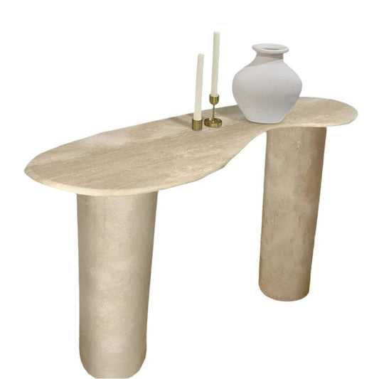 TCSC | Troia Light Travertine Designer Console Filled and Honed (W)15" (L)48" (H)36"