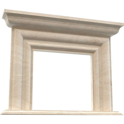 Troia Light Travertine Modern Hand-carved Fireplace Surround (W)10" (L)52" (H)48"