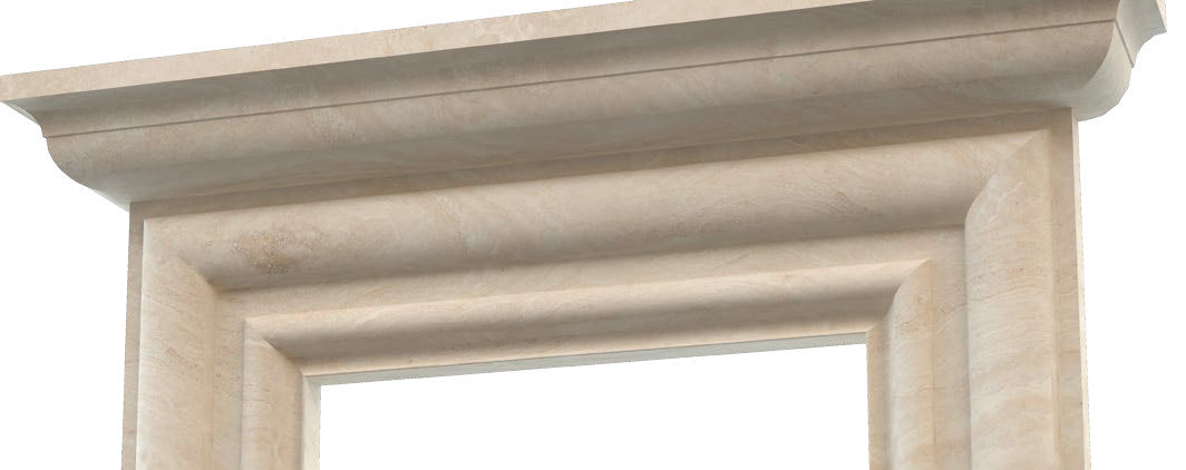 Troia Light Travertine Modern Hand-carved Fireplace Surround (W)10" (L)52" (H)48"