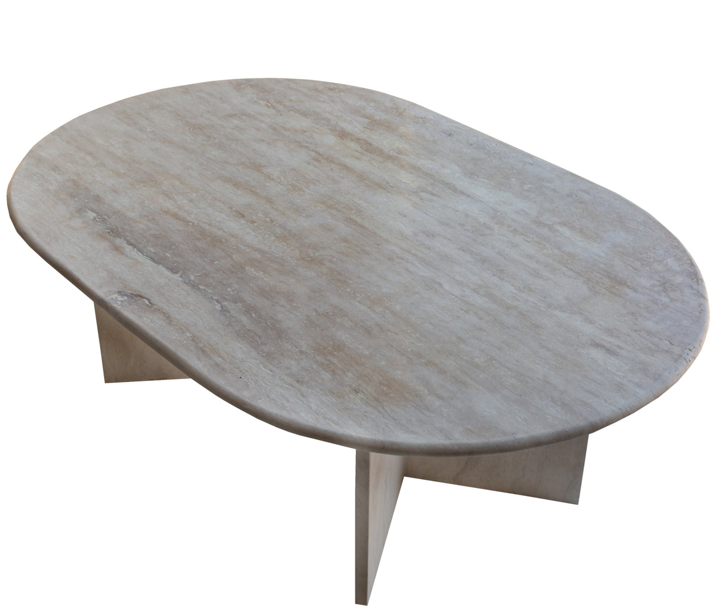 TCSC | Troia Light Travertine Oval Shape Coffee Table Filled and Polished (W)24" (L)48" (H)16"