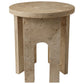 Troia Light Travertine Round End/Side Table U Shape Legs Unfilled, Honed (D)18" (H)20"