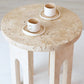 Troia Light Travertine Round End/Side Table U Shape Legs Unfilled, Honed (D)18" (H)20"