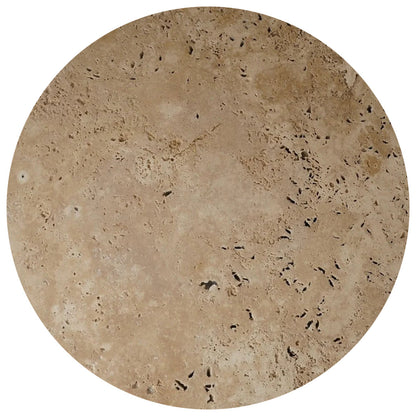 TCSC | Troia Light Travertine Round End/Side Table U Shape Legs Unfilled, Honed (D)18" (H)20"