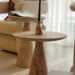 Troia Light Travertine Round End/Side Table Conic Shape Leg Honed (D)18" (H)22"