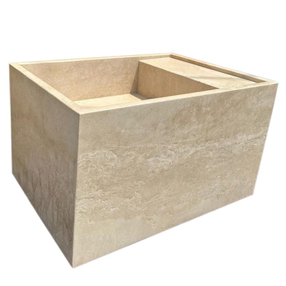 TCSC | Troia Light Travertine Wall-Mount Bathroom Sink (W)17" (L)24" (H)14"