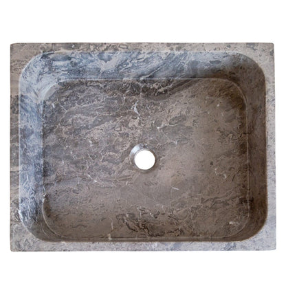 TCSC | Tundra Gray Marble Farmhouse Rectangular Above Vanity Bathroom Sink (W)16" (L)19.5" (H)5"