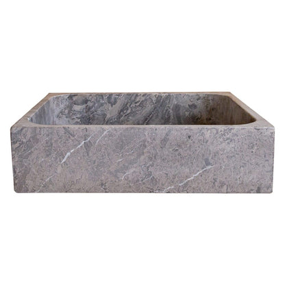 TCSC | Tundra Gray Marble Farmhouse Rectangular Above Vanity Bathroom Sink (W)16" (L)19.5" (H)5"