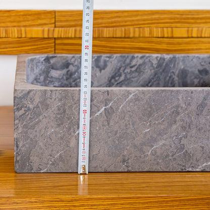 TCSC | Tundra Gray Marble Farmhouse Rectangular Above Vanity Bathroom Sink (W)16" (L)19.5" (H)5"