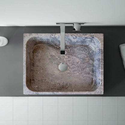 TCSC | Tundra Gray Marble Farmhouse Rectangular Above Vanity Bathroom Sink (W)16" (L)19.5" (H)5"