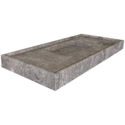 TCSC | Tundra Grey Marble Rectangular Wall-mount Bathroom Sink Hidden Drain (W)20" (L)48" (H)5"