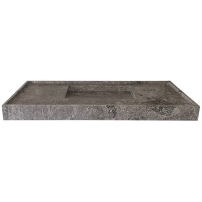 TCSC | Tundra Grey Marble Rectangular Wall-mount Bathroom Sink Hidden Drain (W)20" (L)48" (H)5"