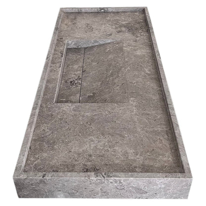 TCSC | Tundra Grey Marble Rectangular Wall-mount Bathroom Sink Hidden Drain (W)20" (L)48" (H)5"