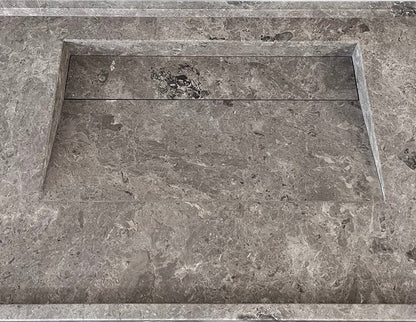 TCSC | Tundra Grey Marble Rectangular Wall-mount Bathroom Sink Hidden Drain (W)20" (L)48" (H)5"