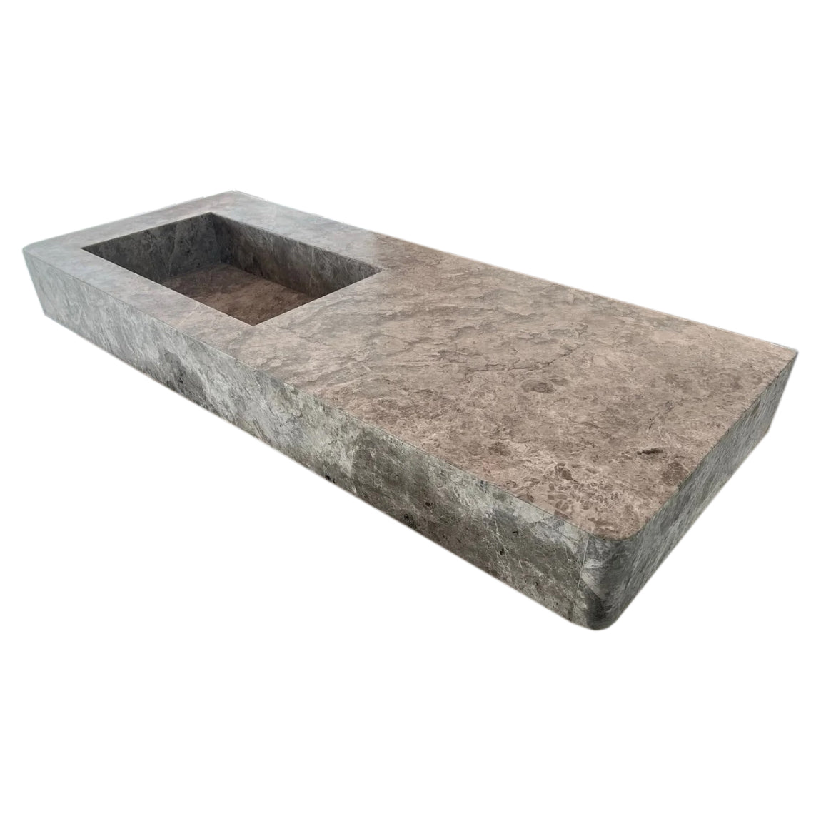 Tundra Gray Marble Rectangular Wall-mount Vanity Top Sink (W)20" (L)48" (H)5"