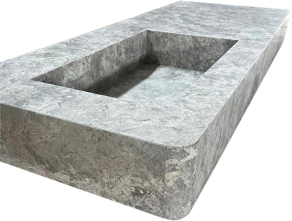 TCSC | Tundra Gray Marble Rectangular Wall-mount Vanity Top Sink (W)20" (L)48" (H)5"