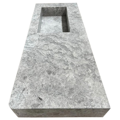 TCSC | Tundra Gray Marble Rectangular Wall-mount Vanity Top Sink (W)20" (L)48" (H)5"