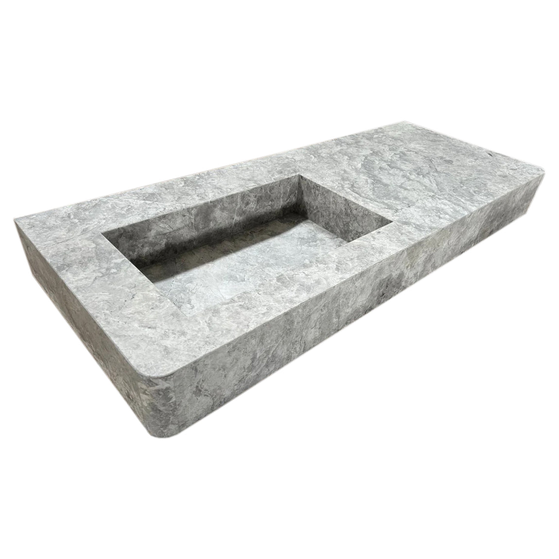 Tundra Gray Marble Rectangular Wall-mount Vanity Top Sink (W)20" (L)48" (H)5"