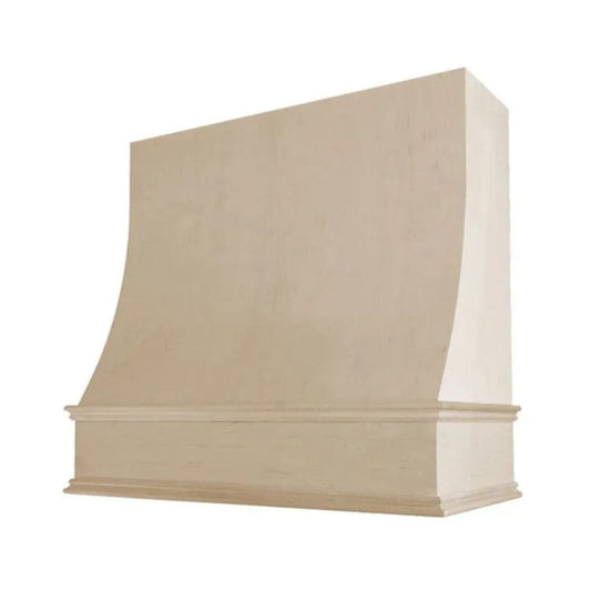 Riley & Higgs Unfinished Wood Range Hood With Sloped Front and Decorative Trim - 30", 36", 42", 48", 54" and 60" Widths Available