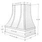 Riley & Higgs White Range Hood With Curved Strapped Front and Block Trim - 30", 36", 42", 48", 54" and 60" Widths Available