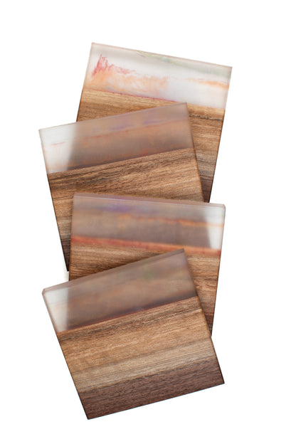 The Carpentry Shop Co., LLC Black Walnut and Rainbow Epoxy Coaster Set