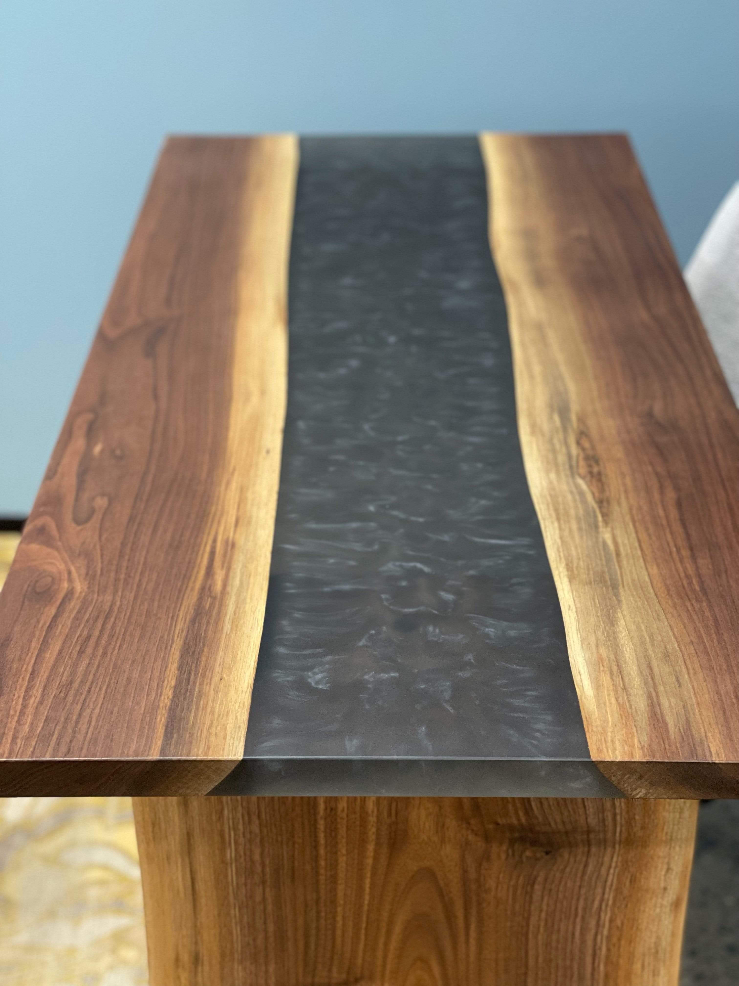 Black epoxy river discount table