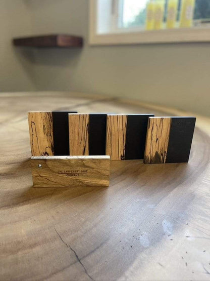 The Carpentry Shop Co., LLC Spalted Maple and Black Epoxy Coaster Set